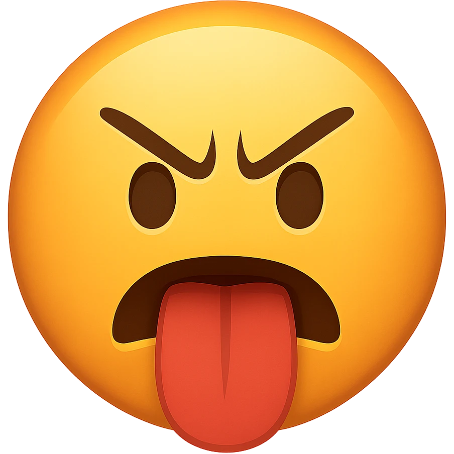 an emoji of an angry face with tongue out emoji