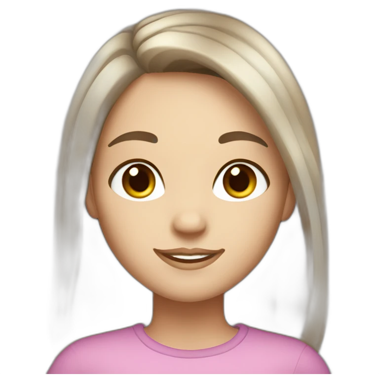 brunette girl with medium-length hair, white skin, freckles and brown eyes. emoji
