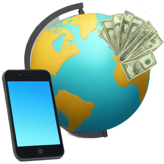 Globe with money and mobile device emoji