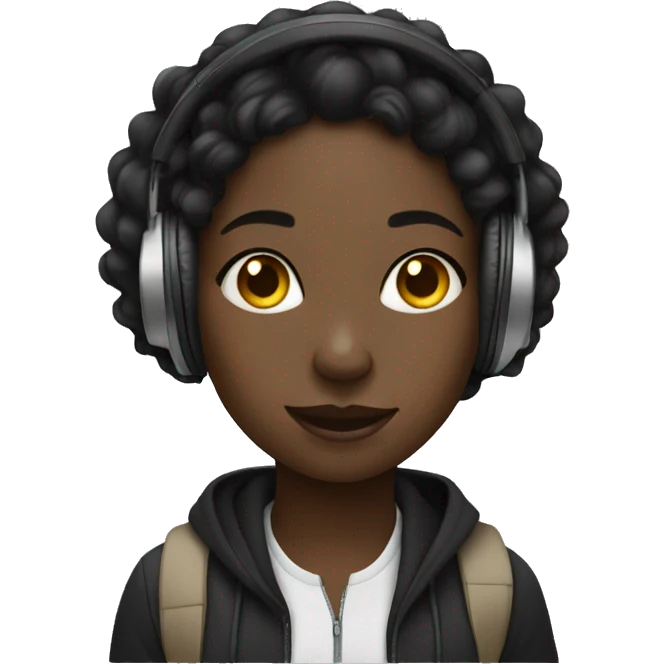 black girl listening to music emoji