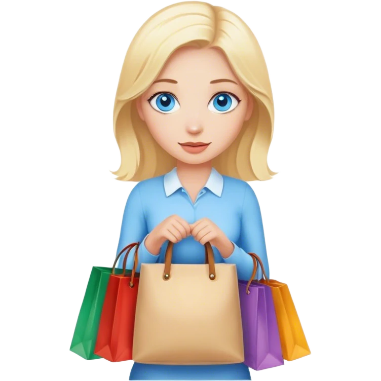 Blonde with blue eyes with bags in her hands emoji