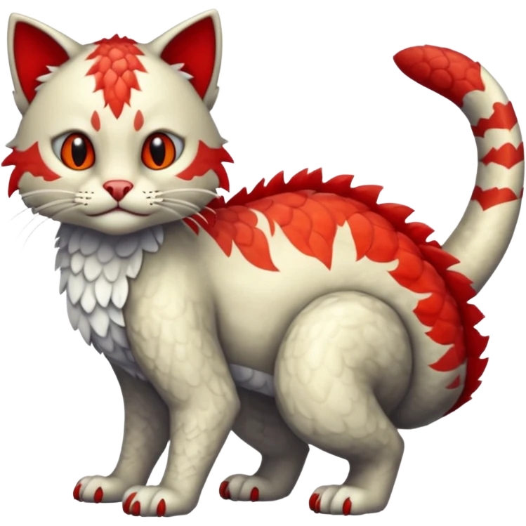 with red markings, white belly, scaley scaly batty feline-like quadrupedal digitigrade furry feral Bastet-Noibat-Gatomon-Garchomp-Digimon-Fakémon-Pokémon-creature (full body) emoji