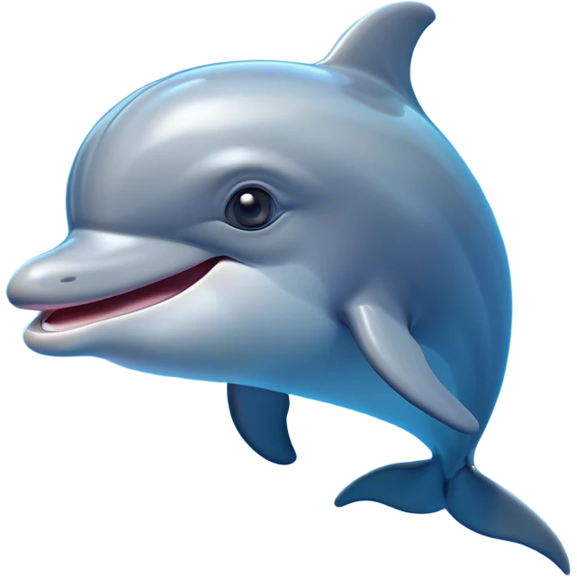 Cinematic Comical Bottlenose Dolphin Portrait Emoji, Head tilted dramatically with an exaggeratedly amused expression, featuring a sleek, shiny glossy body with wide, comically expressive eyes full of playful disbelief and a quirky, animated dorsal fin, Simplified yet hilariously expressive features, highly detailed, glowing with a slightly sassy aquatic glow, high shine, dramatic yet playful, stylized with an air of cheeky marine mischief, soft glowing outline, capturing the essence of a meme-worthy dolphin that looks ready to side-eye its way into viral fame! emoji