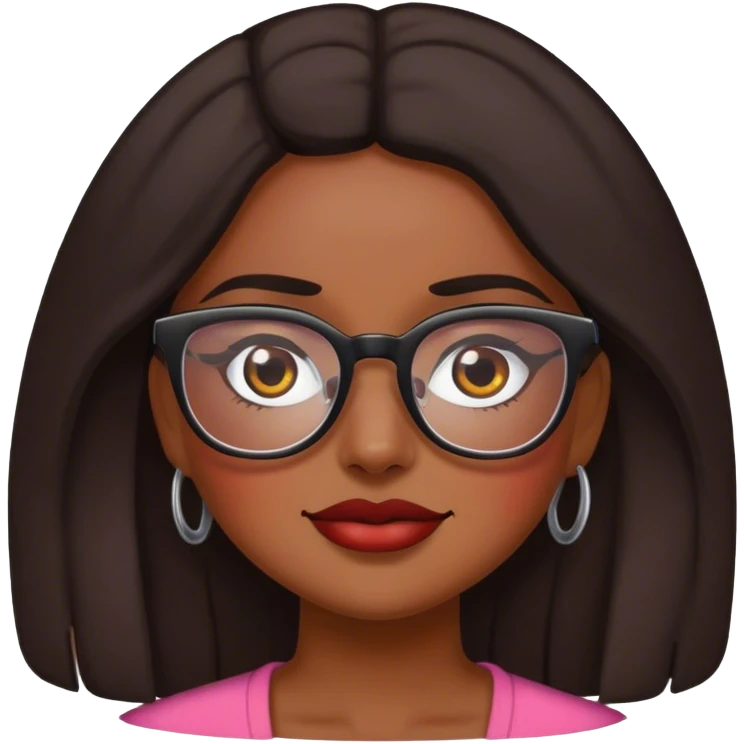 Darker skinned Mexican woman blushing emoji with glasses emoji
