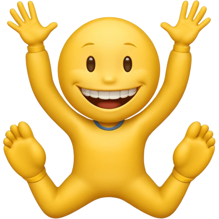 Smiley face with buck teeth, hands on chin, and kicking feet in the air  emoji