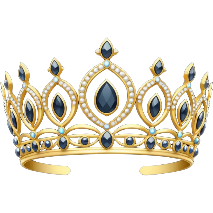 gold tiara with obsidian jewels emoji