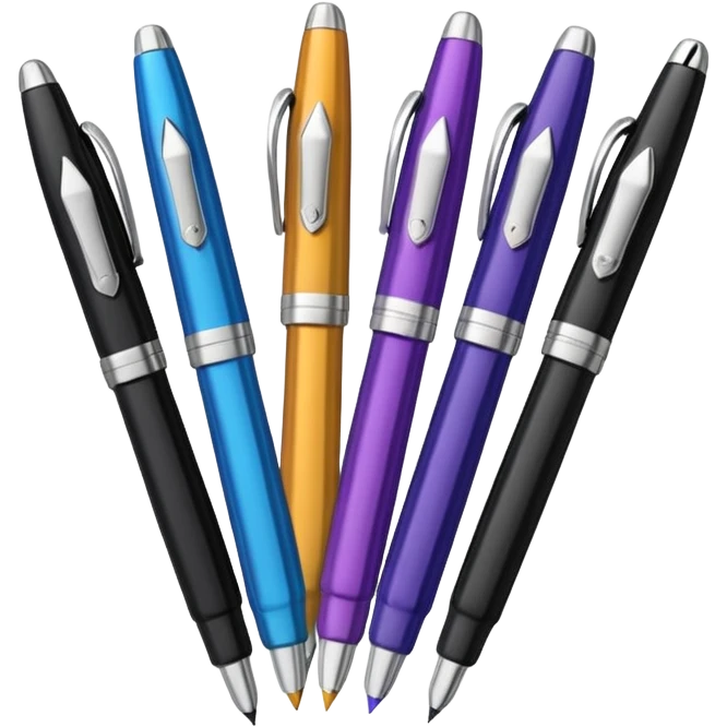 A row of fountain pens emoji
