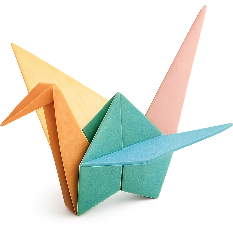 simple and elegant origami crane, paper folds visible, minimal color, clean background emoji