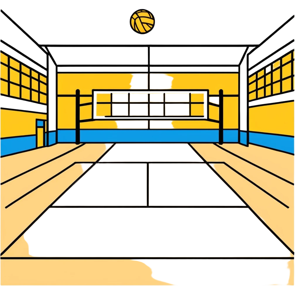 volleyball hall, cartoonish sticker style emoji