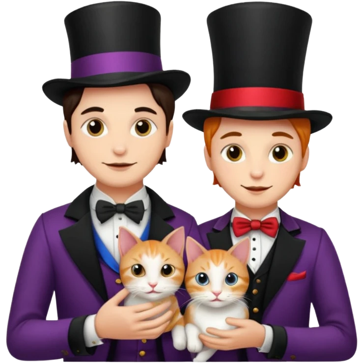 magician couple and their pet cat emoji