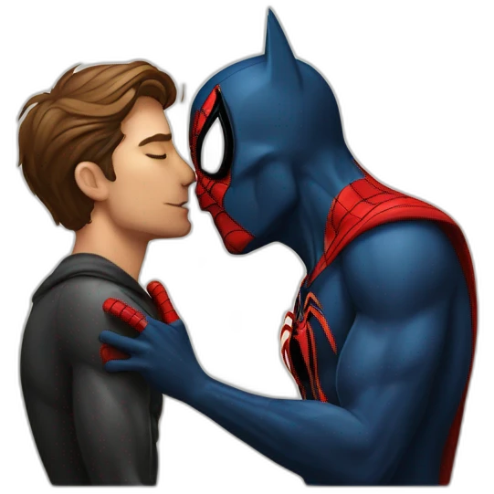spiderman kissing batman emoji