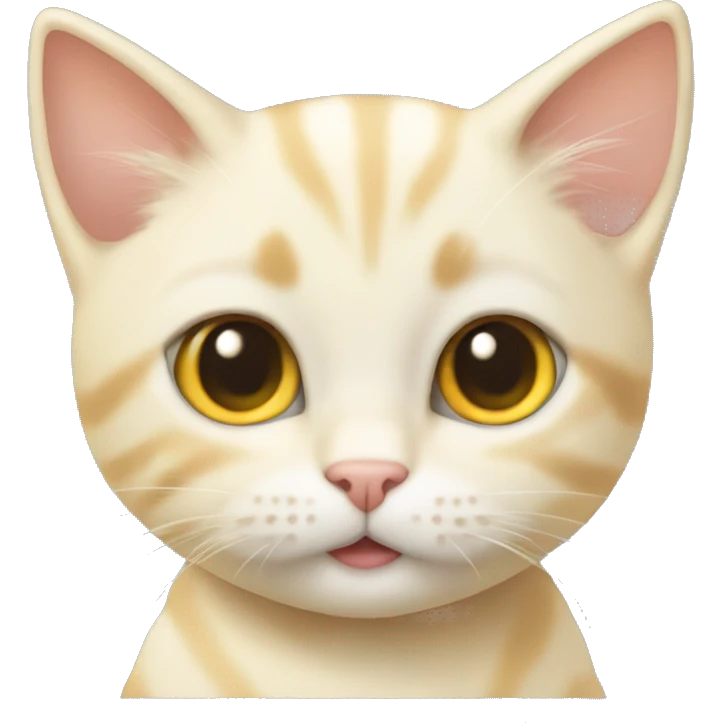 A very cute pale yellow kitten emoji with a chat bubble icon in the top right corner of its head. emoji