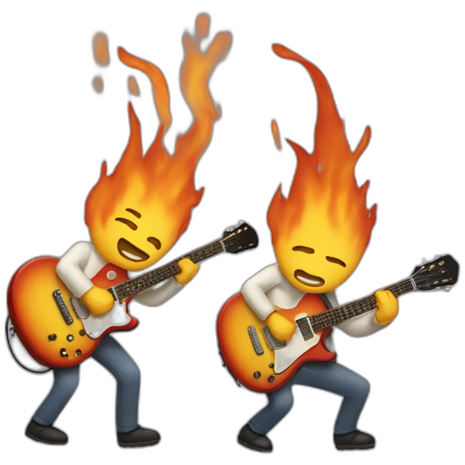 two guitarists burning their instruments emoji