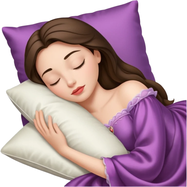 sleeping beauty brunette white girl with a silk pillow emoji