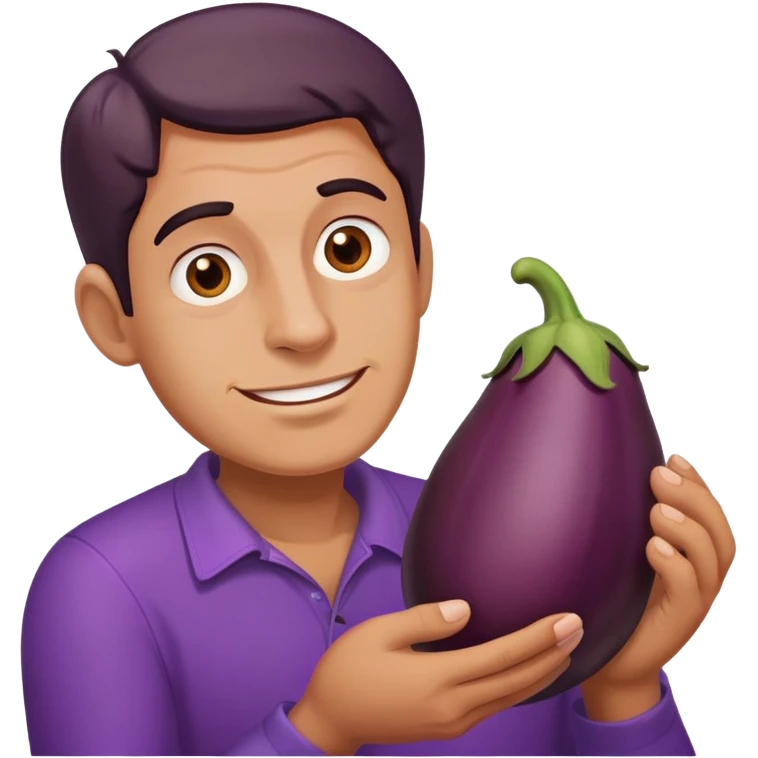 Ugly man holding egg plant  emoji
