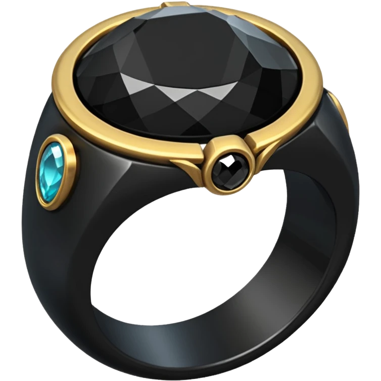 iOS emoji, minimal dark fantasy ring, black metal, flat emoji