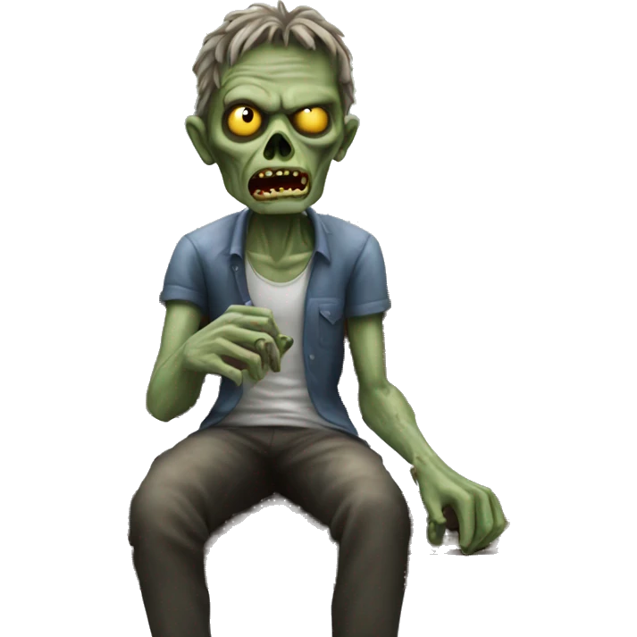 Zombie sitting on a park bench realistic  emoji