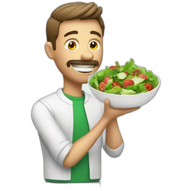 Man eating salad emoji