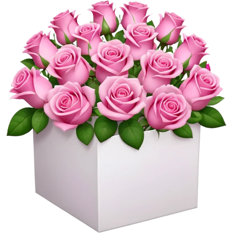 bouquet of pink 30 roses in a white box emoji