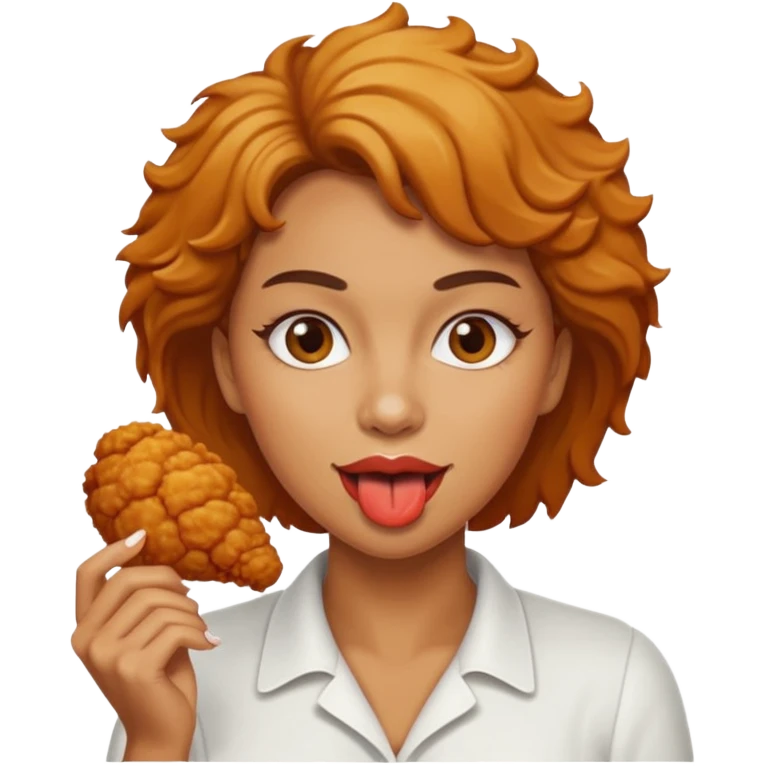 woman eating chicken emoji