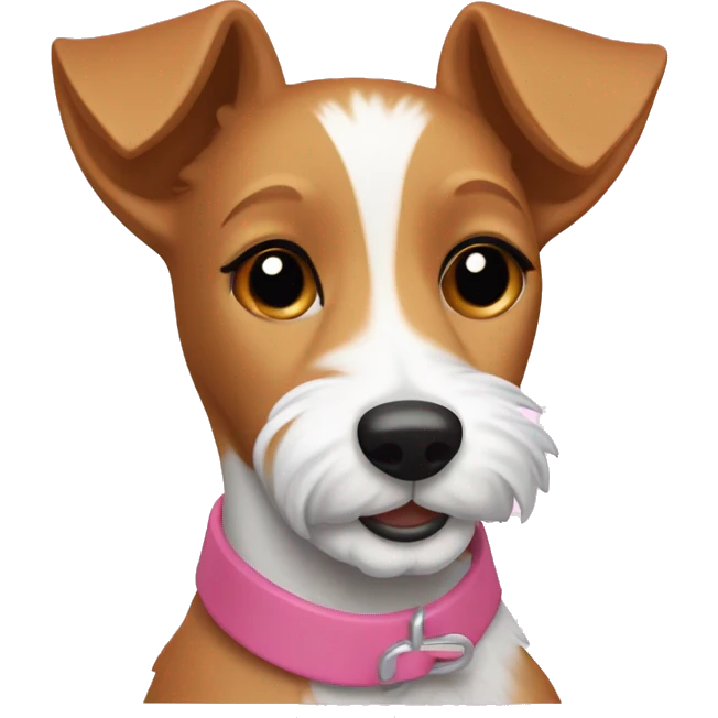mini fox terrier with a pink collar, caramel fur, inspired by the style of “Lady and the Tramp.” White outline around it emoji