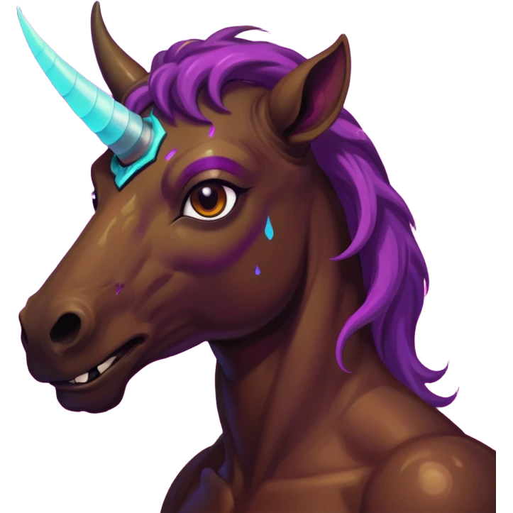 synthwave aesthetic brilliant divine lighting, oil paint  -  hieronymus bosch phantasmagoric mutated evil centaur emoji