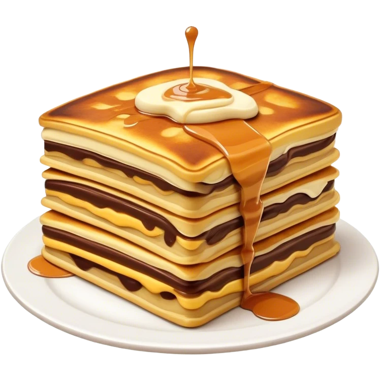 Cinematic Realistic Martabak Manis Dessert Emoji, depicted as a thick, sweet pancake filled with chocolate, cheese, and condensed milk rendered with detailed textures and vibrant, indulgent lighting. emoji