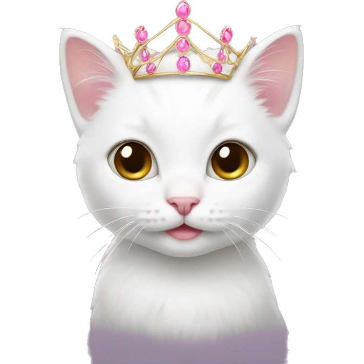 white kitten with a pink tiara  emoji