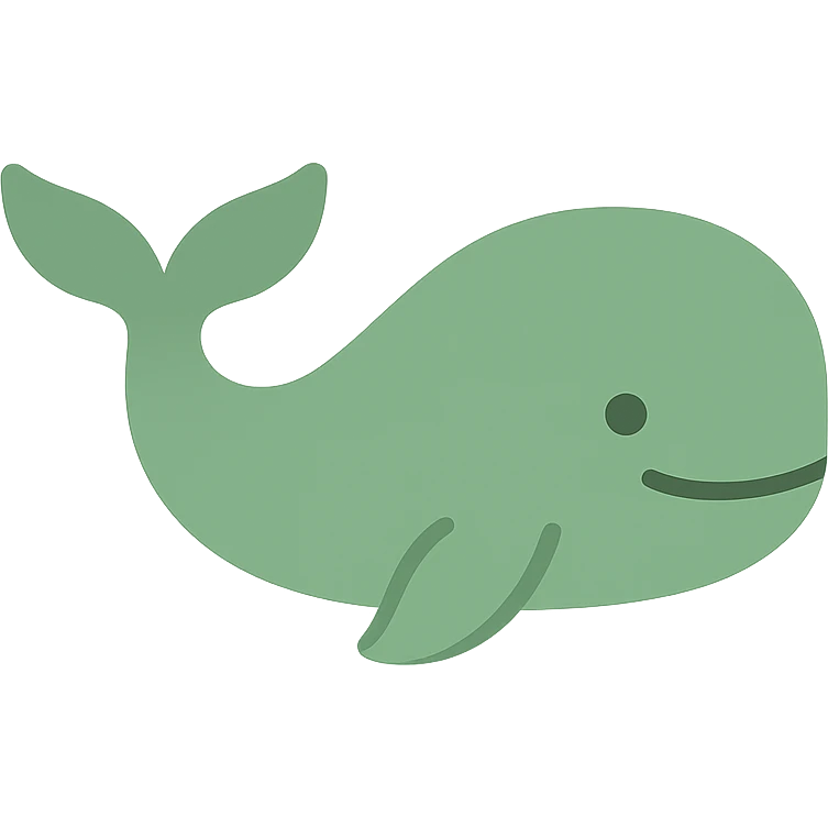 A dull green whale emoji