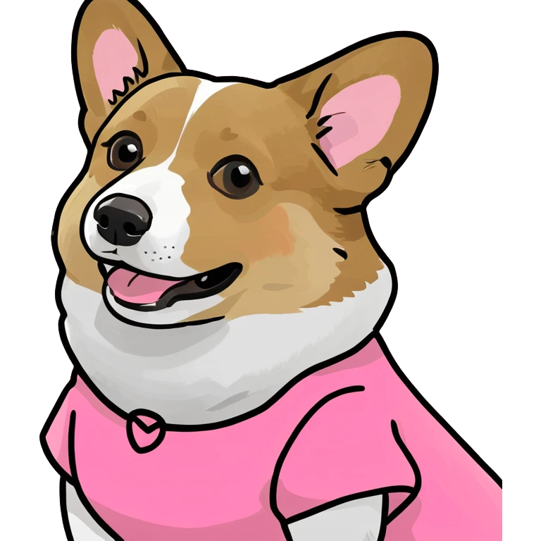 Corgi with feminine outfit in pink emoji