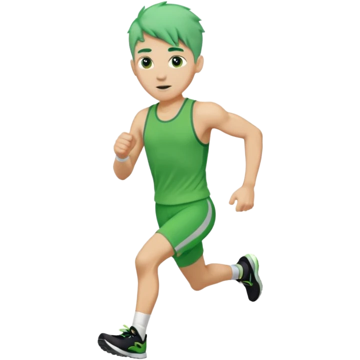 male, green haired, runner emoji