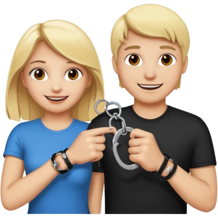 a blonde girl holding handcuffs with her boyfriend  emoji