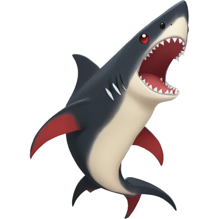 Cute cool black red nargacuga-shark animal hybrid Fakemon full body emoji