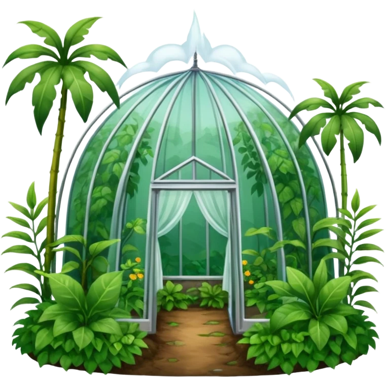 Create a greenhouse effect humid weather landskape imag humid more humid add draps falling emoji