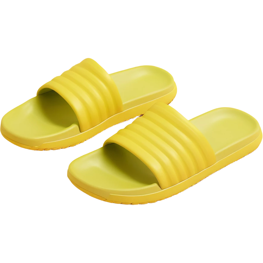 3D illustration of a Yeezy slide sandal, realistic, soft rubbery texture, side view emoji