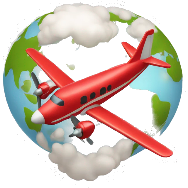 Red plane traveling around the world emoji