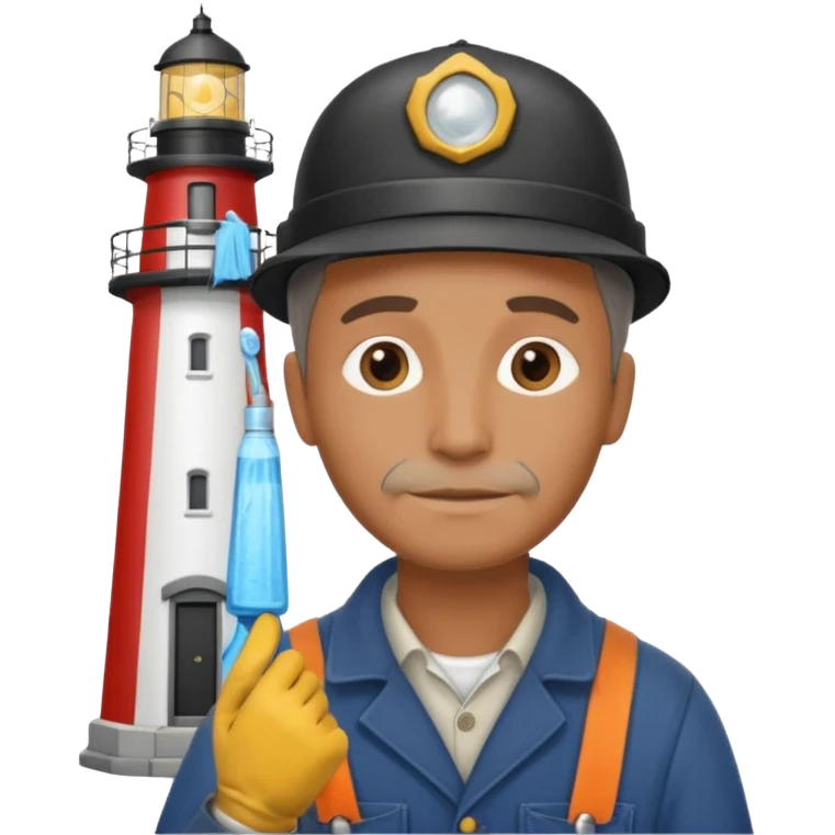 lighthouse Keeper while cleaning lens emoji