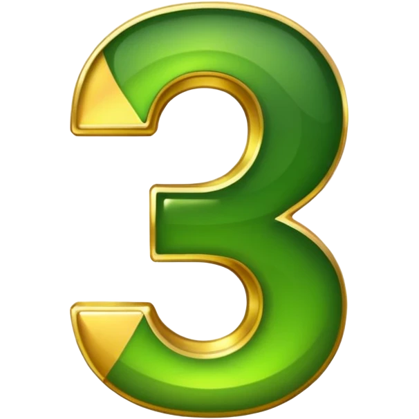 number three in golden and green shadows emoji