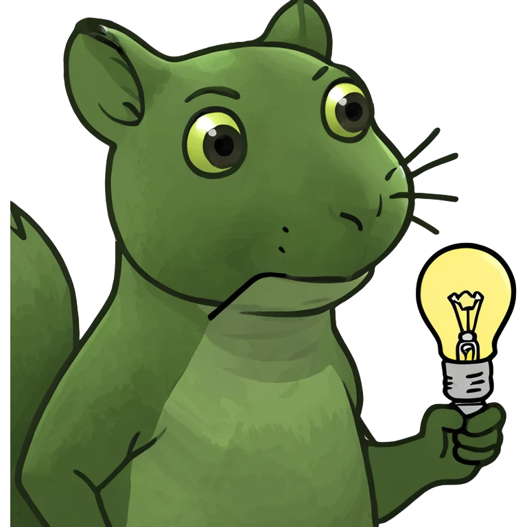 a squirrel with a lightbulb emoji