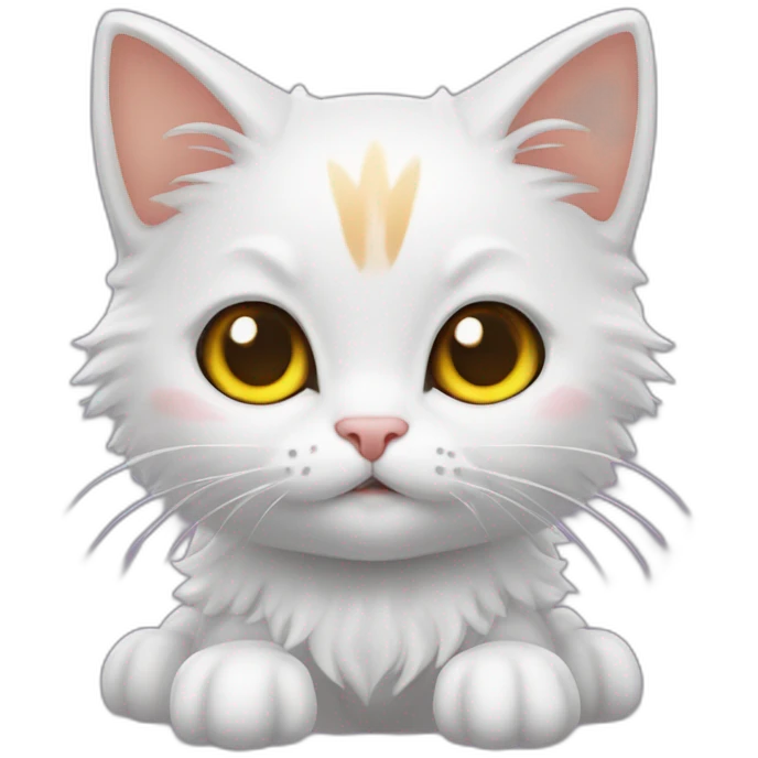 Cute kitten wizarrd, в ведьмовской колпаке с метлой, колдует emoji