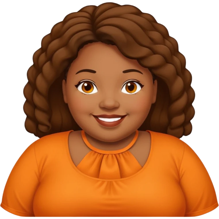 overweight black woman with organge blouse emoji