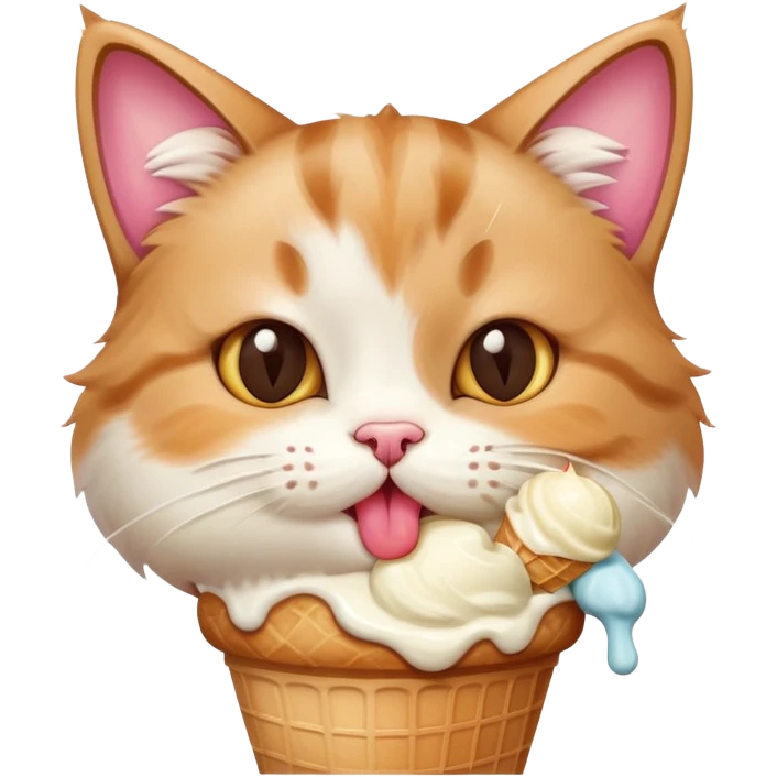 Cute cat with ice cream  emoji