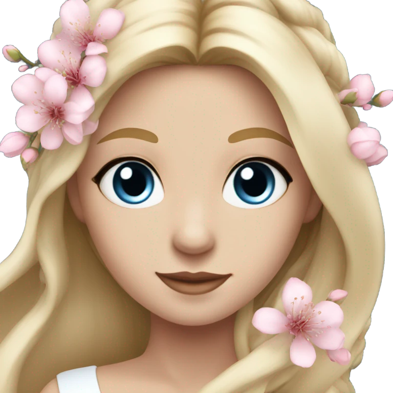 Wedding hair long with sakura beautiful finished blond girl with blue eyes  emoji