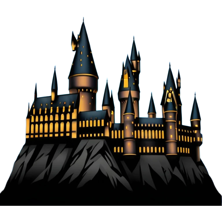 Harry Potter Hogwarts castle silhouette with stars, outlined icon emoji