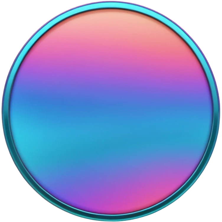 
Rotate 35 degree  coin color in in gradient of turquoise, blue, pink, purple, and coral emoji