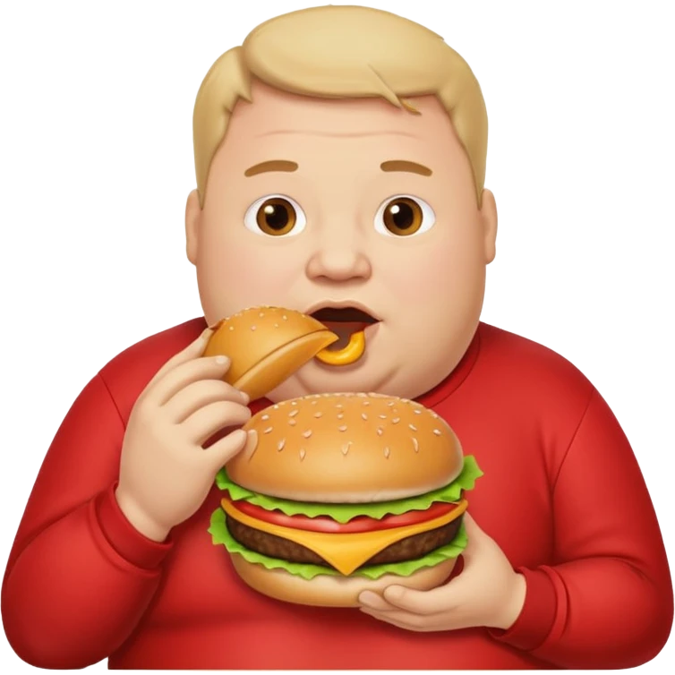 fat man eating bruger and drooling emoji