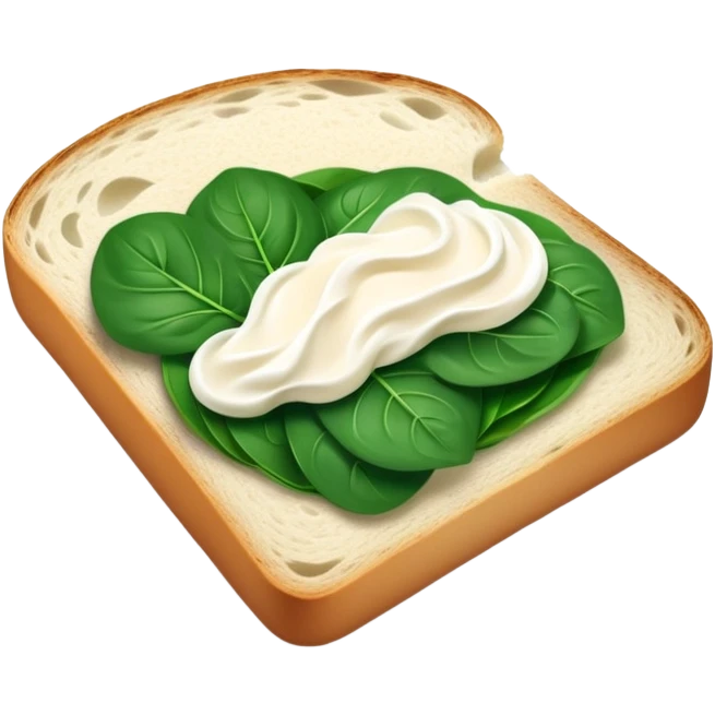 sourdough bread slice with cream cheese and spinach   emoji