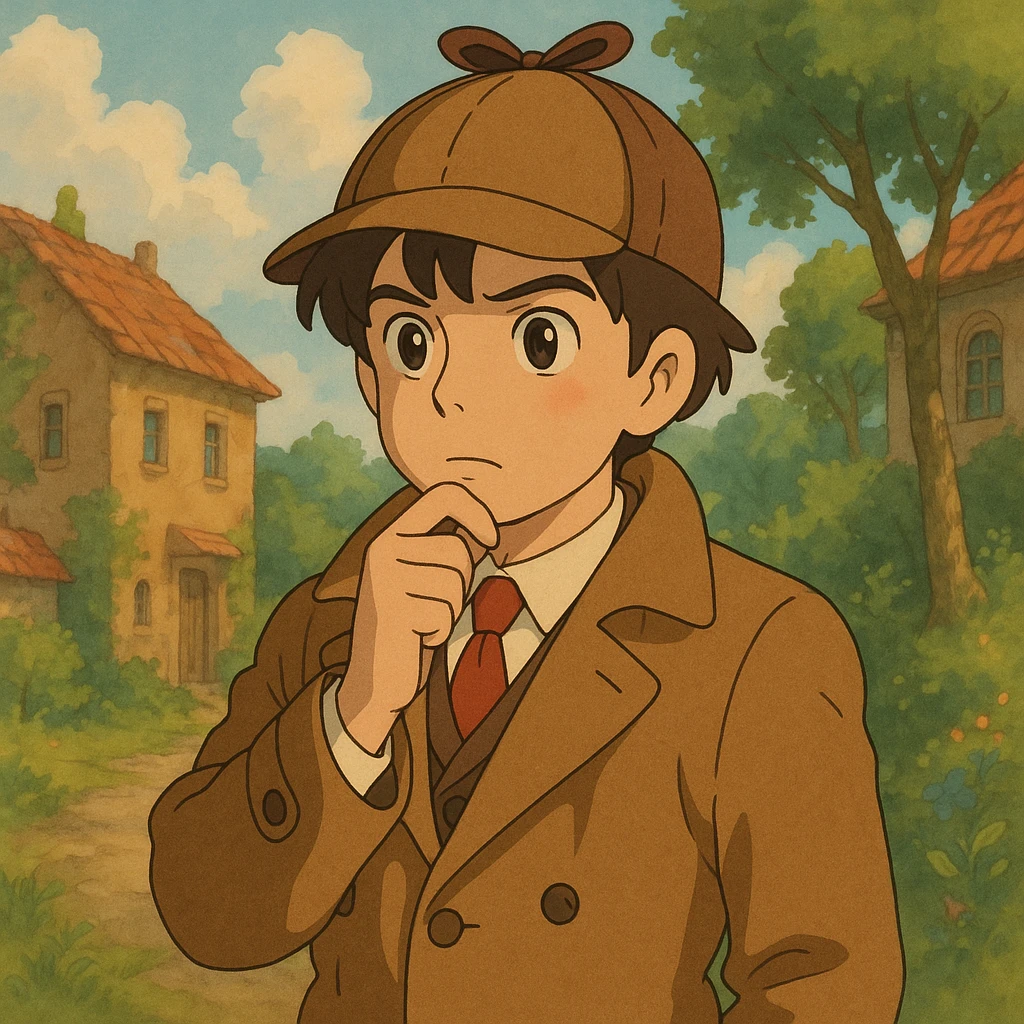 detective character, ghibli style emoji