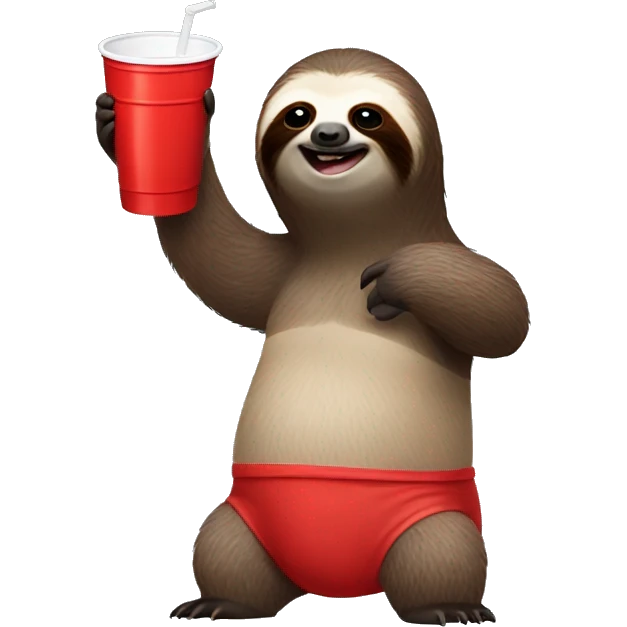 Shirtless sloth holding s red solo cup  emoji
