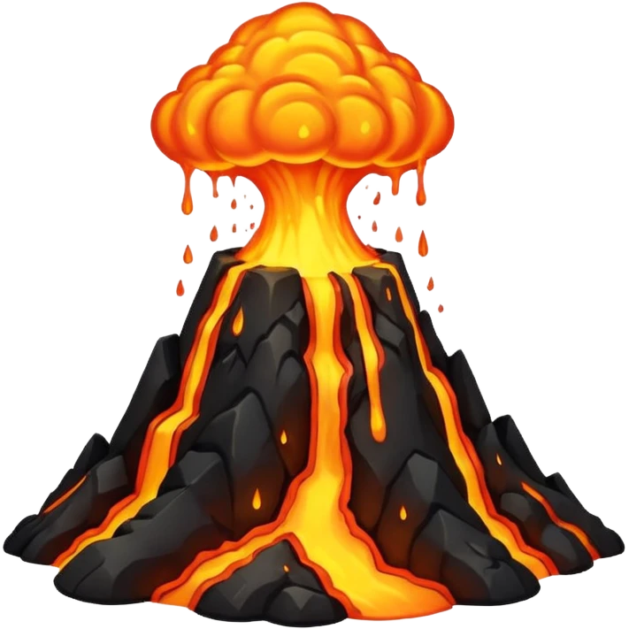 Volcano but lava is molten gold emoji
